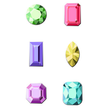 Set of diamonds of different cut shapes