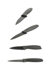 Black metal and plastic knife