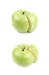 Green sliced apple isolated
