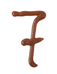 Single number made of sauce isolated