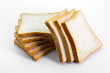 sliced bread on white background