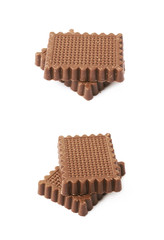 Chocolate covered waffles isolated