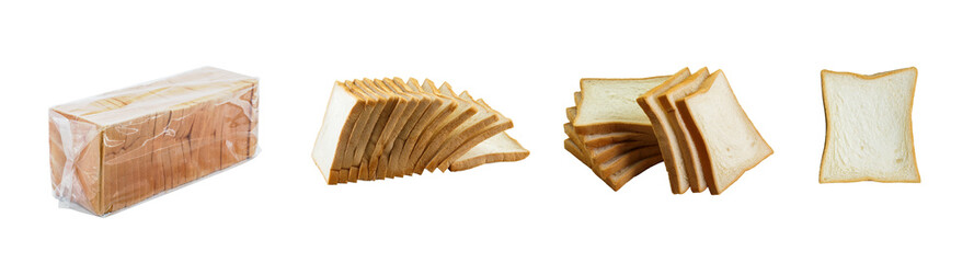 sliced bread set on white background