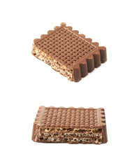 Chocolate covered waffle isolated
