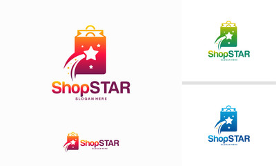 Shop Star logo designs concept, Elite Shopping logo template vector