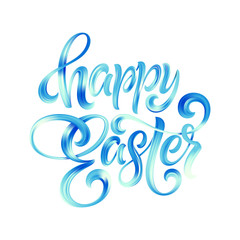 Happy Easter colorful paint lettering. Vector illustration