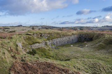 The remains of an old abandoned and disused quarry on Halklyn Mountain in North Wales.
