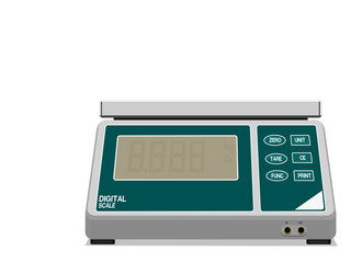 Digital weight scale on transparent background
