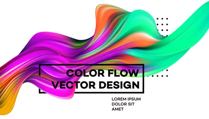 Gordijnen Modern colorful flow poster. Wave Liquid shape in white color background. Art design for your design project. Vector illustration © vik_y