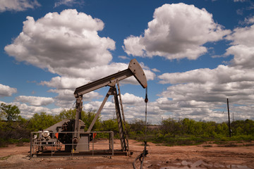 Fototapeta premium Pumpjack Oil Pump Fracking Equipment Natural Resource Extraction