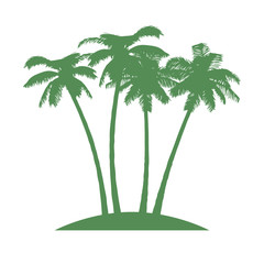 Fototapeta na wymiar Island with Palms on White Background. Vector