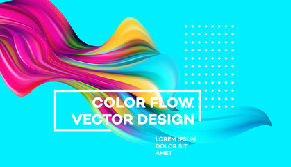 Modern colorful flow poster. Wave Liquid shape in blue color background. Art design for your design project. Vector illustration - obrazy, fototapety, plakaty
