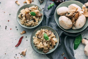 risotto with mushrooms, fresh herbs and parmesan cheese.
