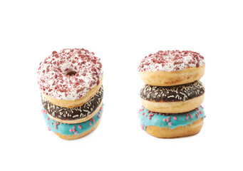 Stack of glazed donuts isolated