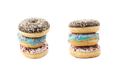 Stack of glazed donuts isolated