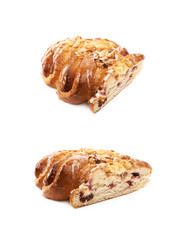 Sweet cinnamon pastry bun isolated