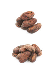 Pile of cocoa beans isolated