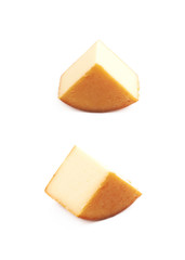 Slice of cheese isolated