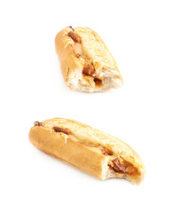 Pizza toppings pastry bun isolated