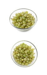 Gooseberries in a glass bowl isolated
