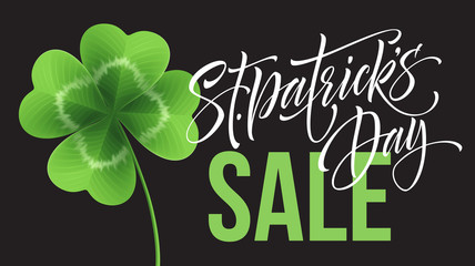 Fototapeta premium Saint Patricks Day Sale poster. Lettering Typography banner template. Vector Illustration