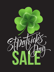Saint Patricks Day Sale poster. Lettering Typography banner template. Vector Illustration