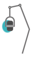 Professional studio microphone with pop shield on stand vector cartoon illustration isolated on white background