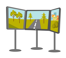 Game racing simulator vector cartoon illustration isolated on white background