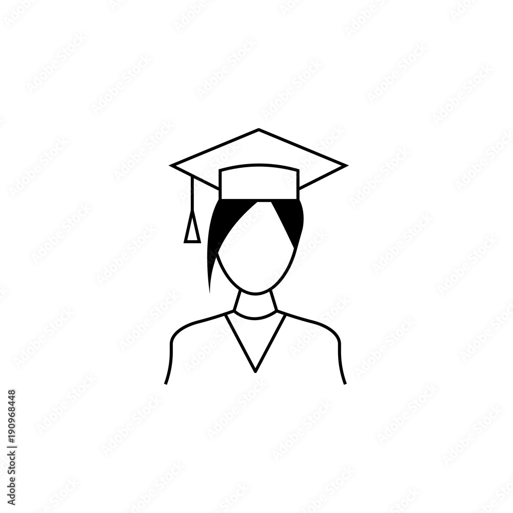 Poster female student icon. avatar element of professions for mobile concept and web apps. thin line icon f