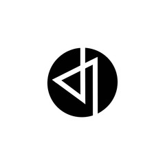 letter dj in a black circle logo vector