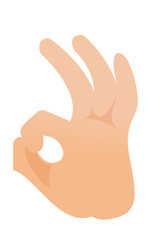 Human hand showing ok sign vector cartoon illustration isolated on white background.