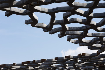 An Opening in Concrete Latticework in the Museum of European and Mediterranean Civilizations in...