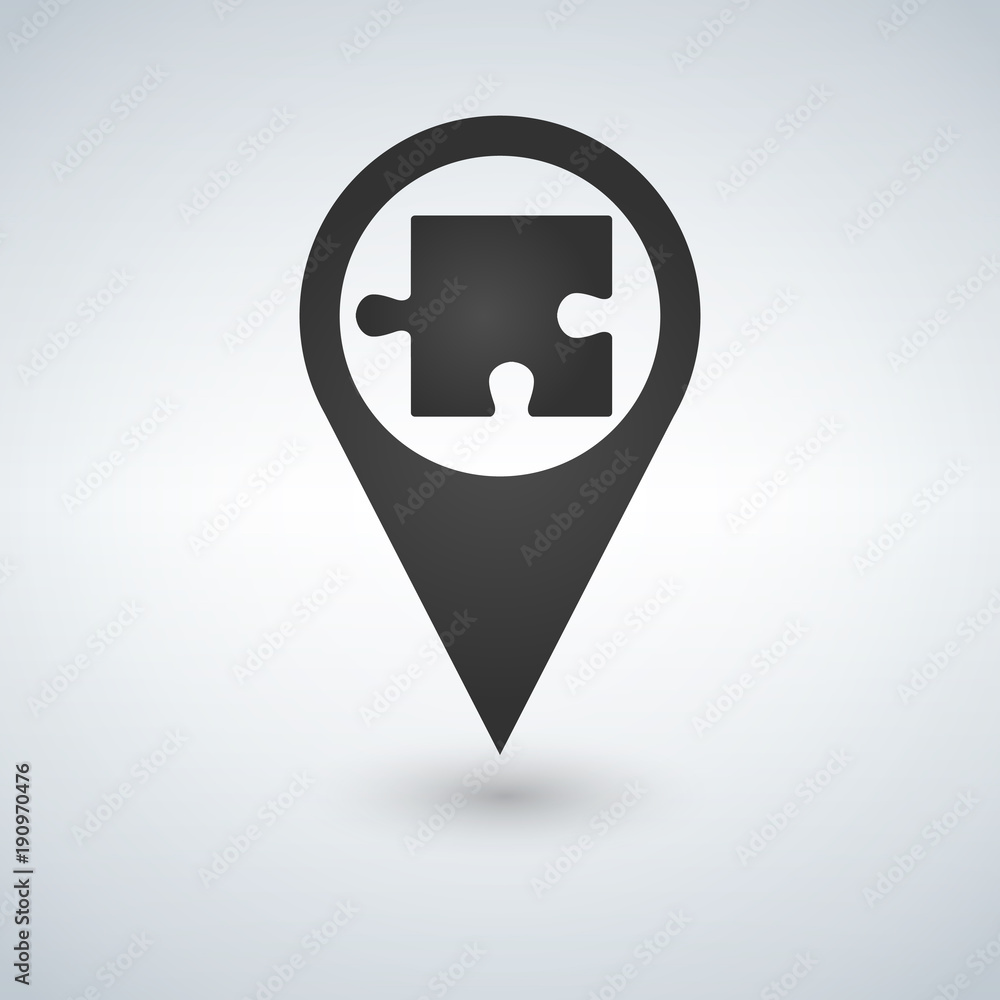 Poster puzzle vector icon. white and black web pointer for webdesign and smartphone applications.