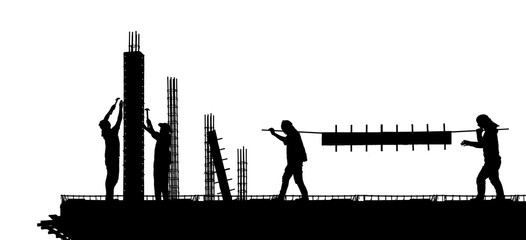 silhouette construction worker on white background