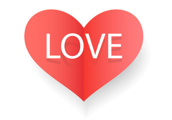 paper cut red heart, vector