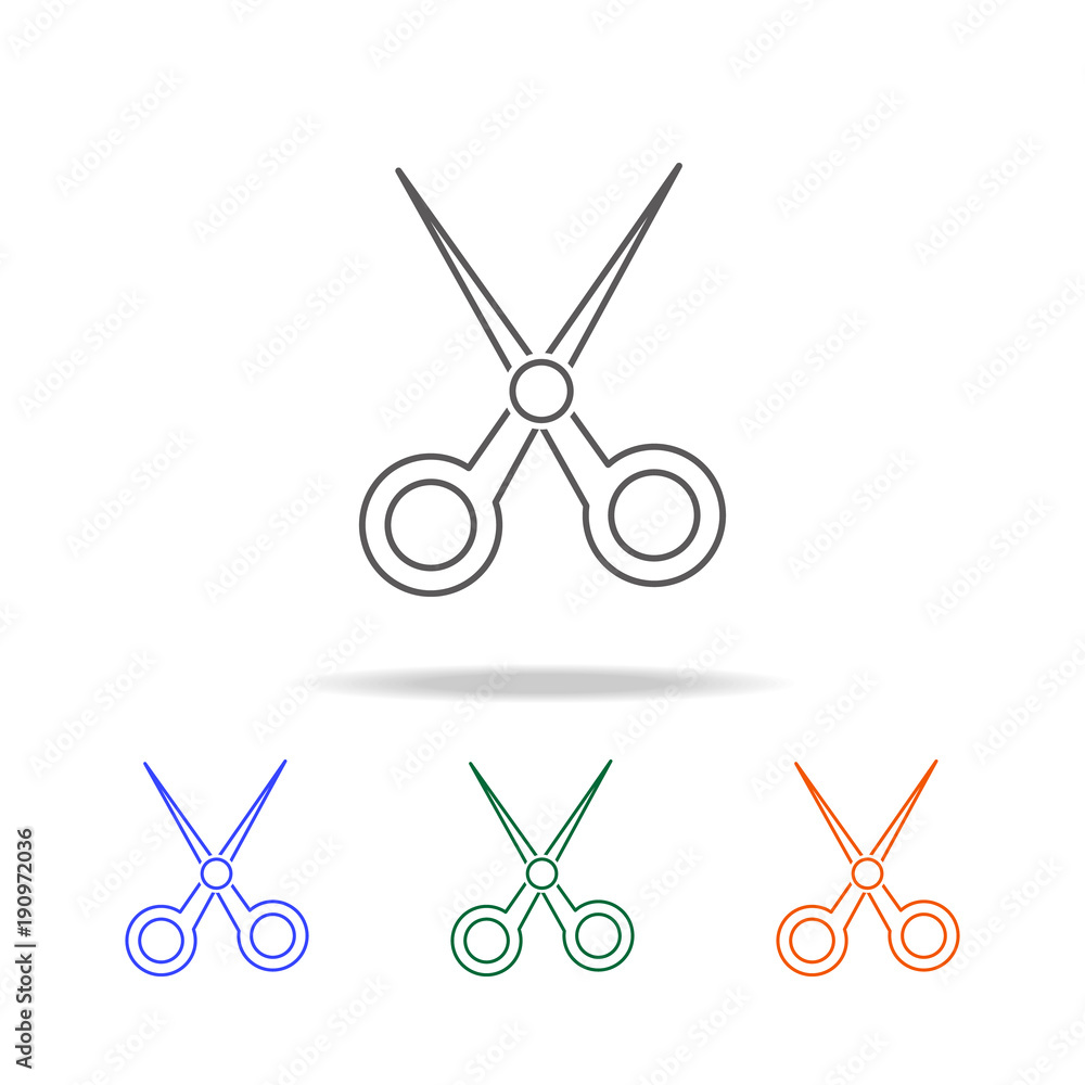 Poster scissors icon. element multi color female accessories icons for mobile concept and web apps. thin li