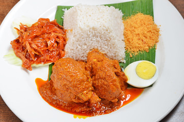 Malaysian rice dish, chicken curry rice