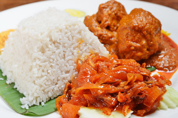 Malaysian rice dish, chicken curry rice