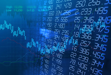 stock market chart data screen on technology background