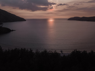 drone view of pinky sunset