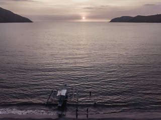 Drone view of pinky sunset