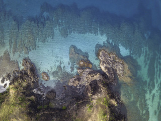 drone view of cliffs in front of the ocean