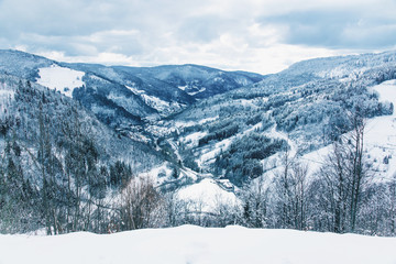 Fototapeta premium Winter landscape in the mountains.