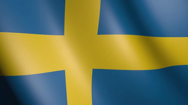 Flag of Sweden with fabric texture, seamless loop