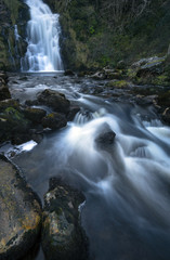 A magical view of Assaranca Falls in the backcountry landscape of Co. Donegal, Ireland.