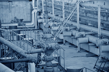 Petrochemical plant equipment pipes and valves