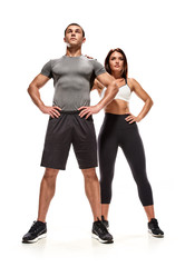 Fototapeta na wymiar Fit bodybuilding couple
