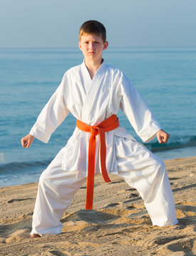 child exercising taekwondo