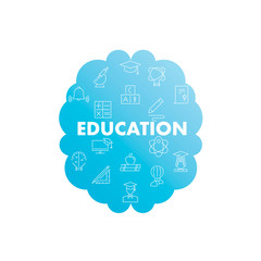 Line icons in brain shape. Education 