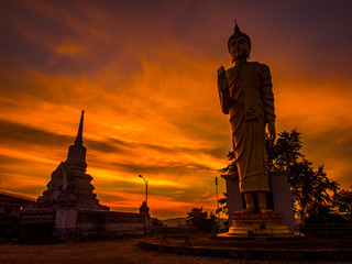 twilight with buddha 's statue